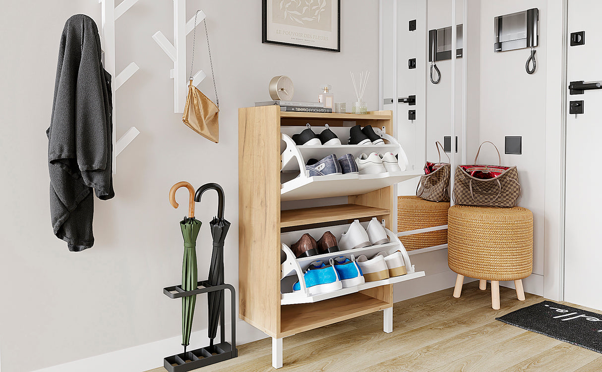 KOMTO Schuhschrank Schmal mit 2 Klappen | Madrid 2