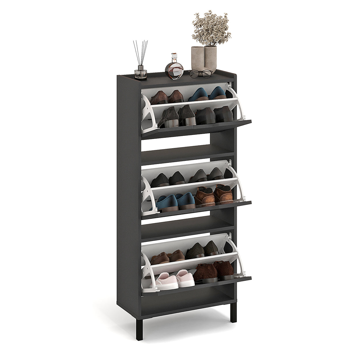 Schuhschrank Schmal mit 3 Klappen | Madrid 3