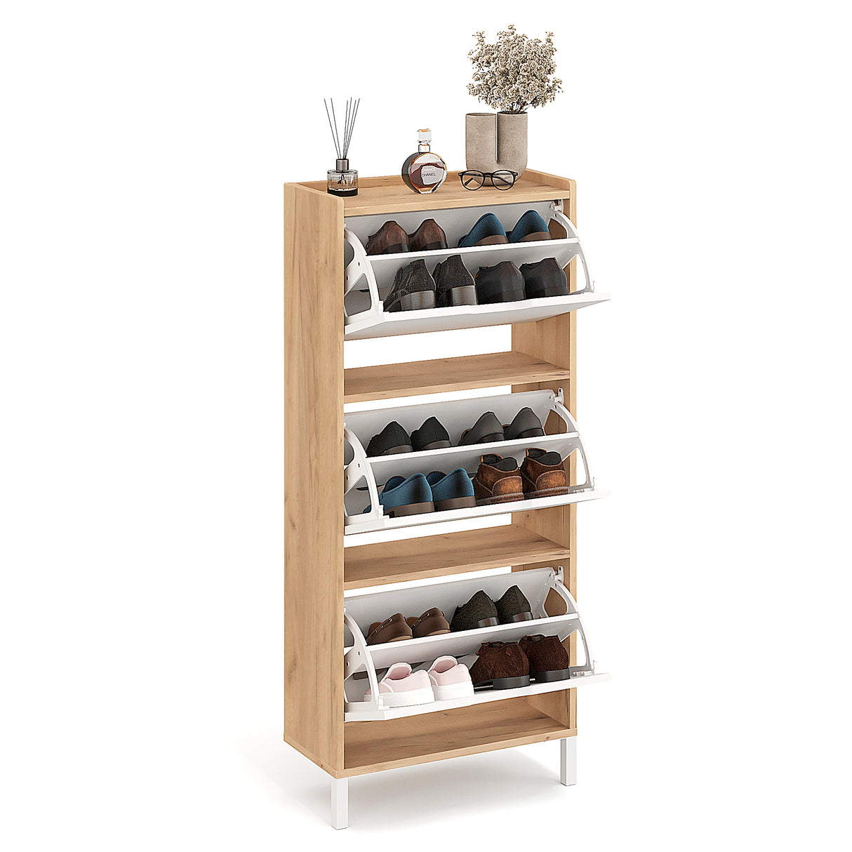 Schuhschrank Schmal mit 3 Klappen | Madrid 3