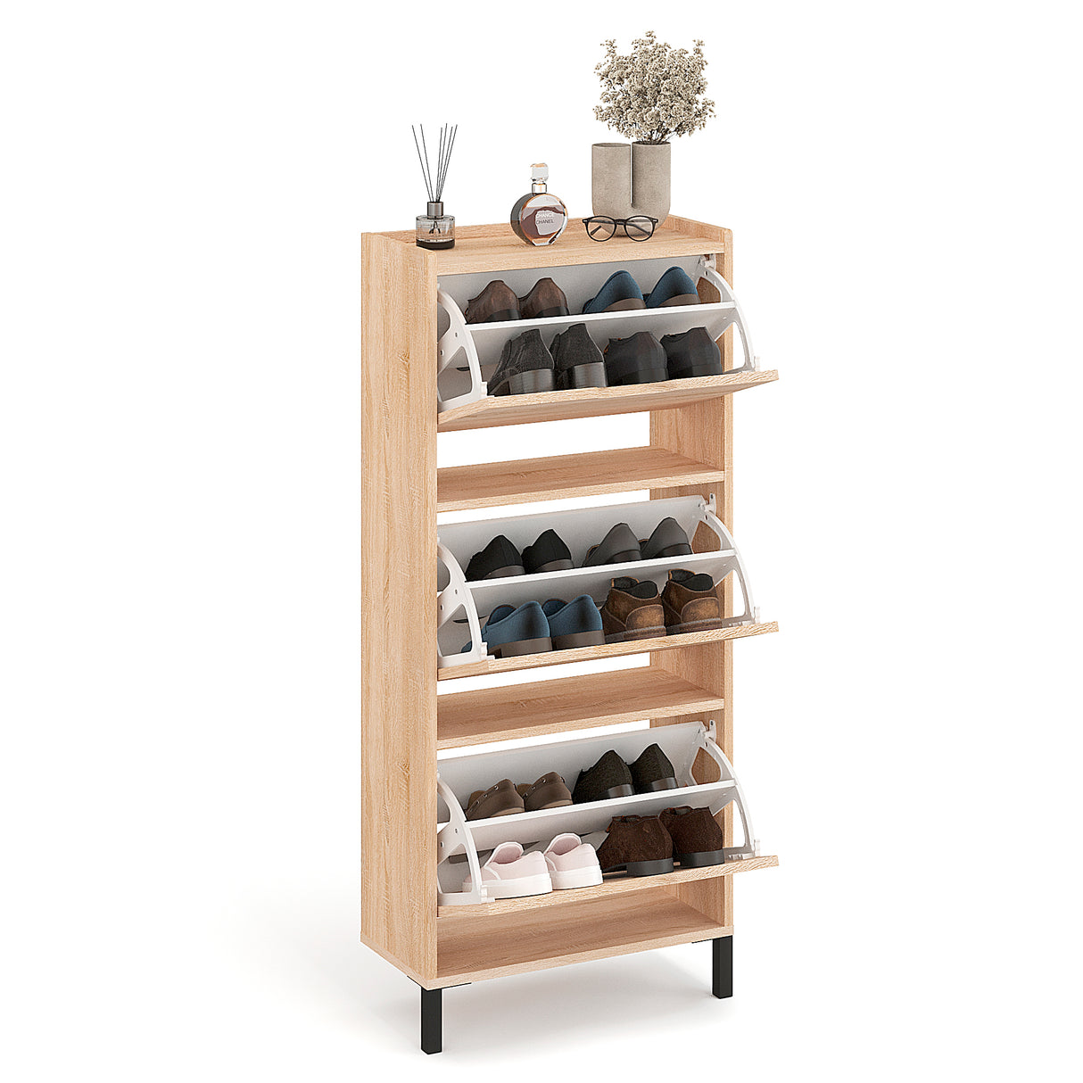 Schuhschrank Schmal mit 3 Klappen | Madrid 3