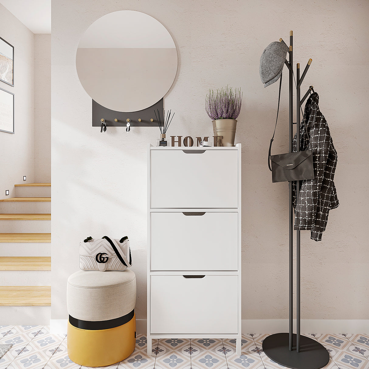 Schuhschrank Schmal mit 3 Klappen | Madrid 3