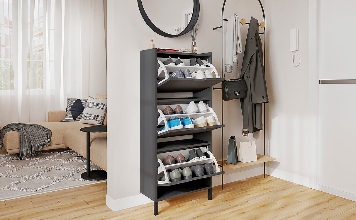 Schuhschrank Schmal mit 3 Klappen | Madrid 3