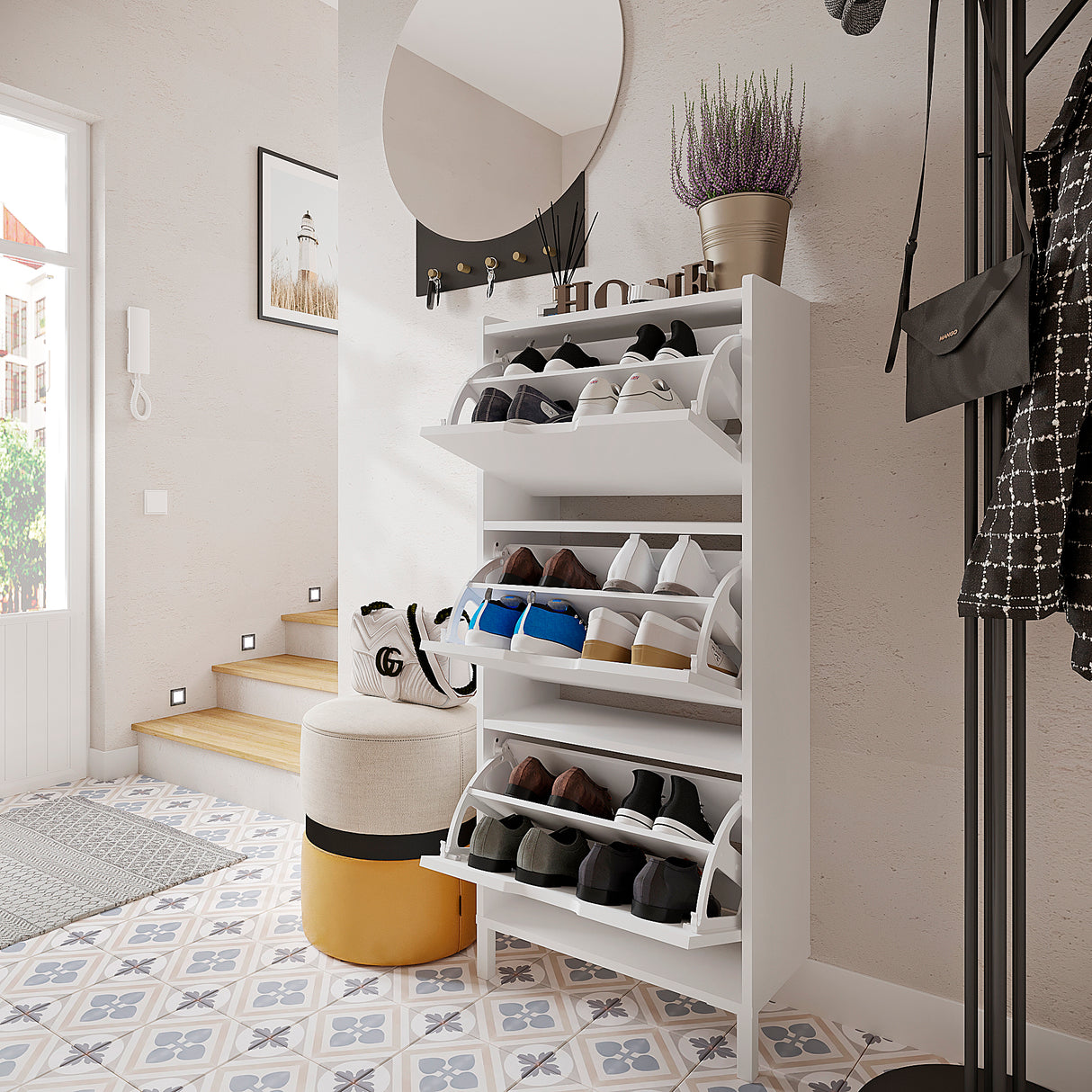 Schuhschrank Schmal mit 3 Klappen | Madrid 3