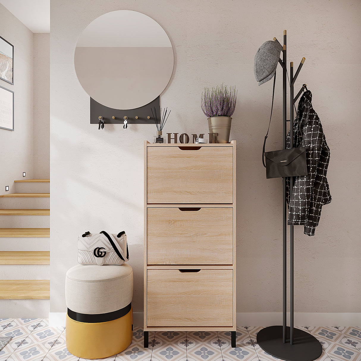 Schuhschrank Schmal mit 3 Klappen | Madrid 3