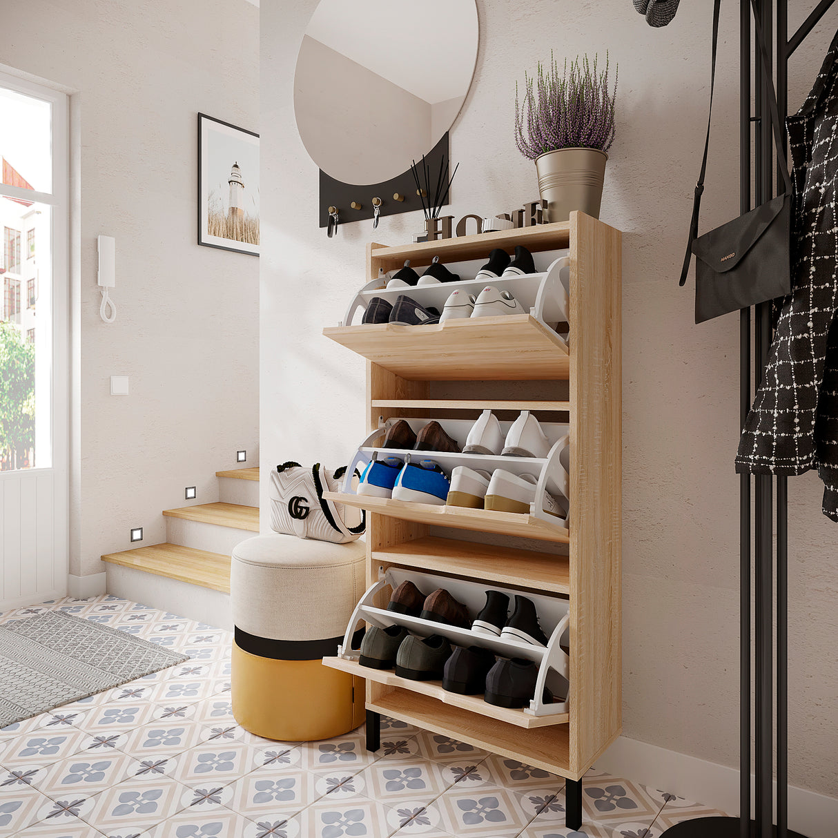 Schuhschrank Schmal mit 3 Klappen | Madrid 3