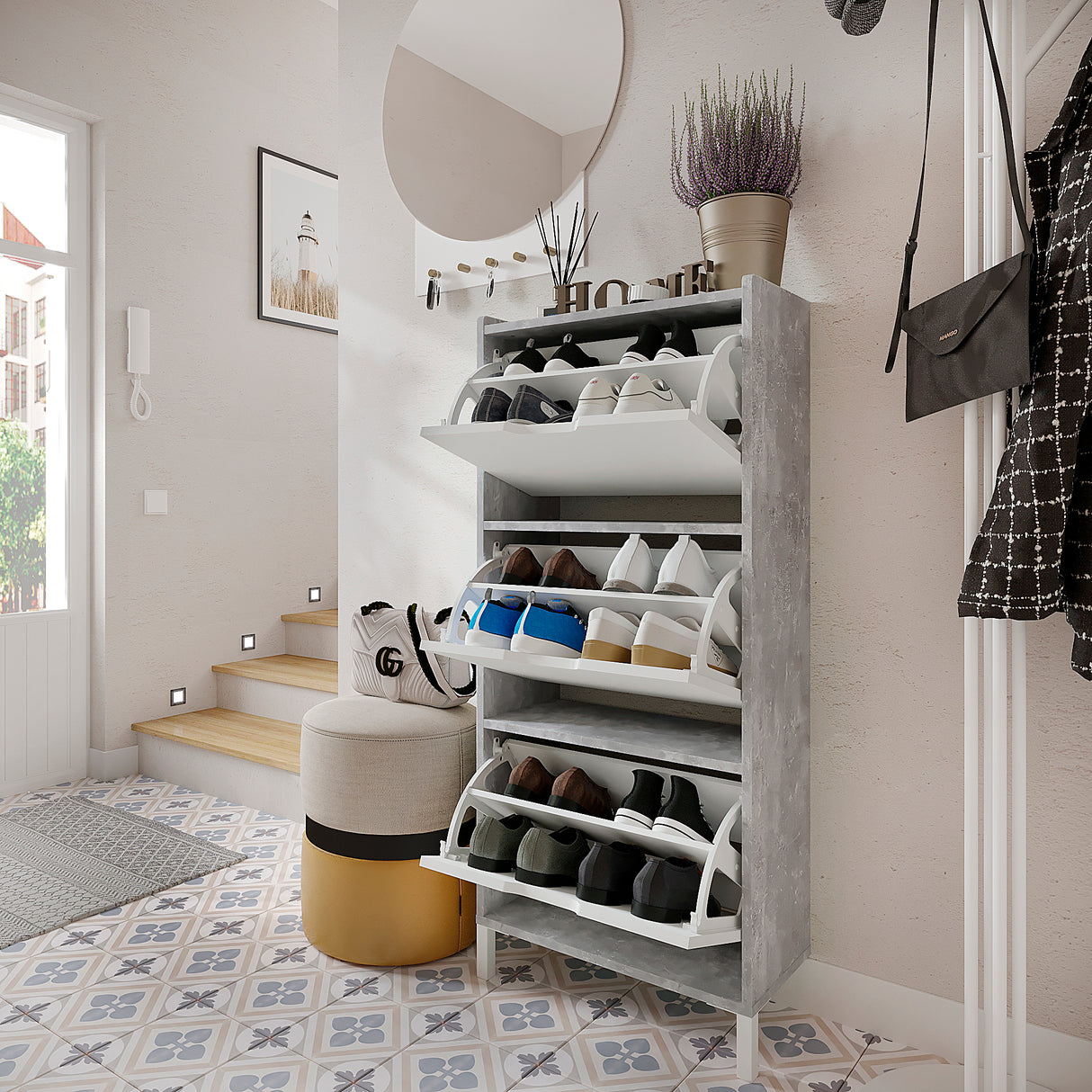 Schuhschrank Schmal mit 3 Klappen | Madrid 3