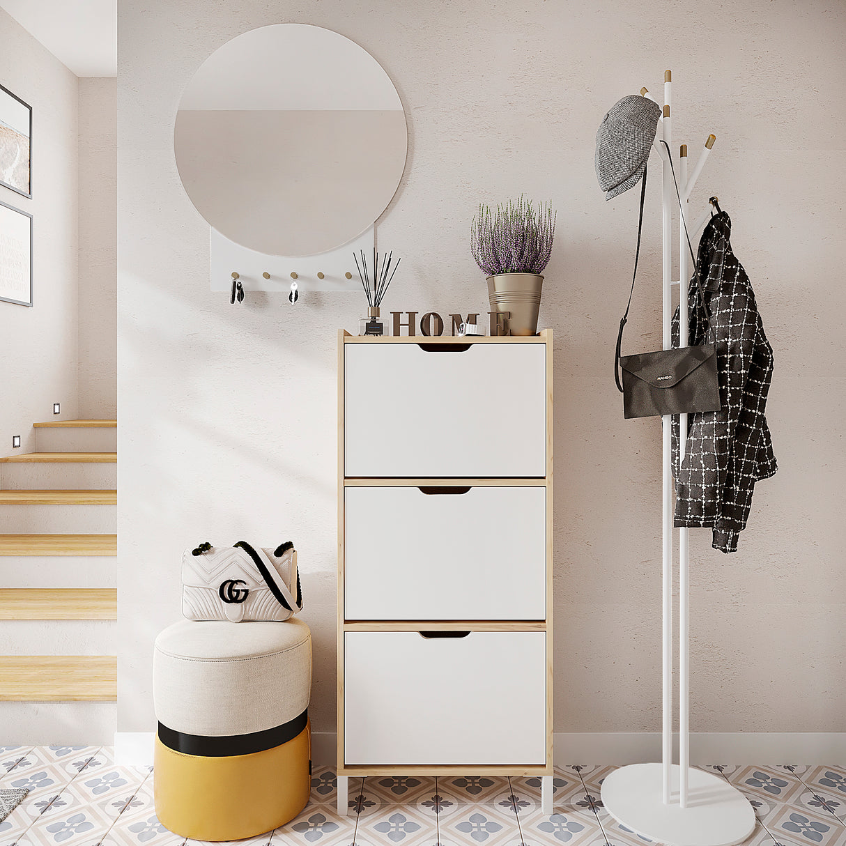 Schuhschrank Schmal mit 3 Klappen | Madrid 3