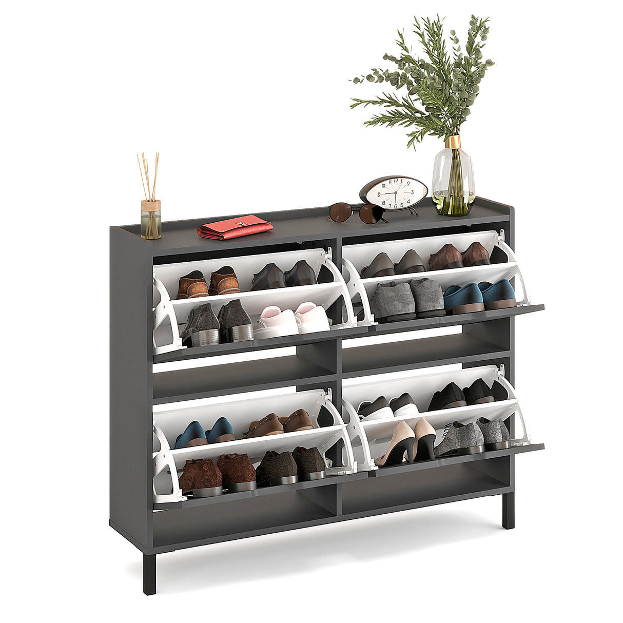 Schuhschrank Schmal mit 4 Klappen | Madrid 4