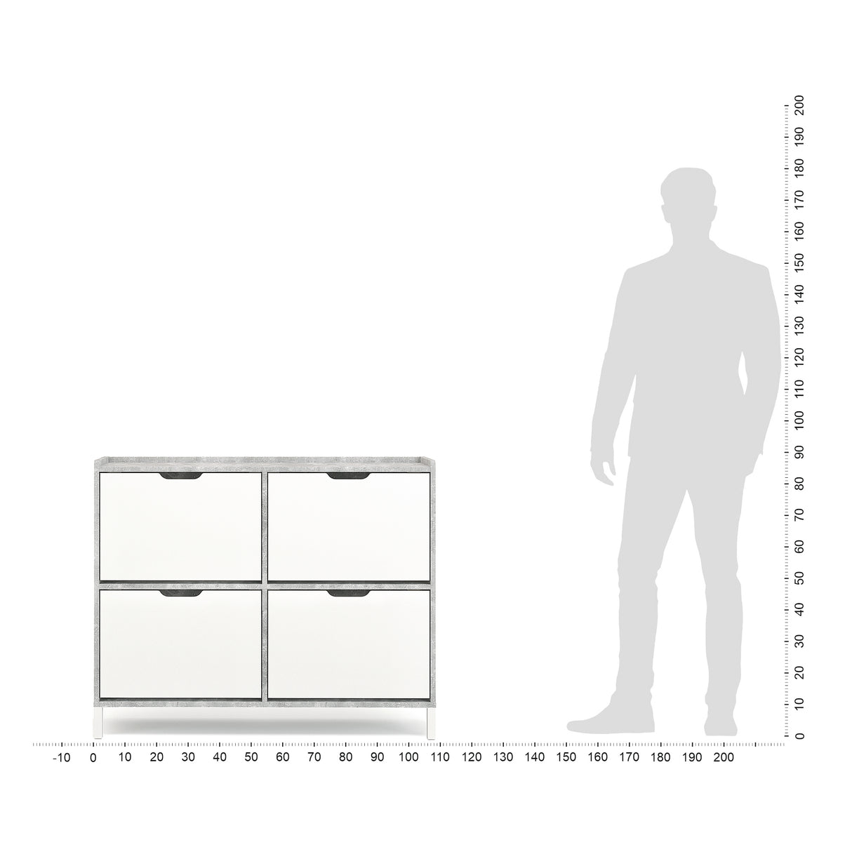 Schuhschrank Schmal mit 4 Klappen | Madrid 4