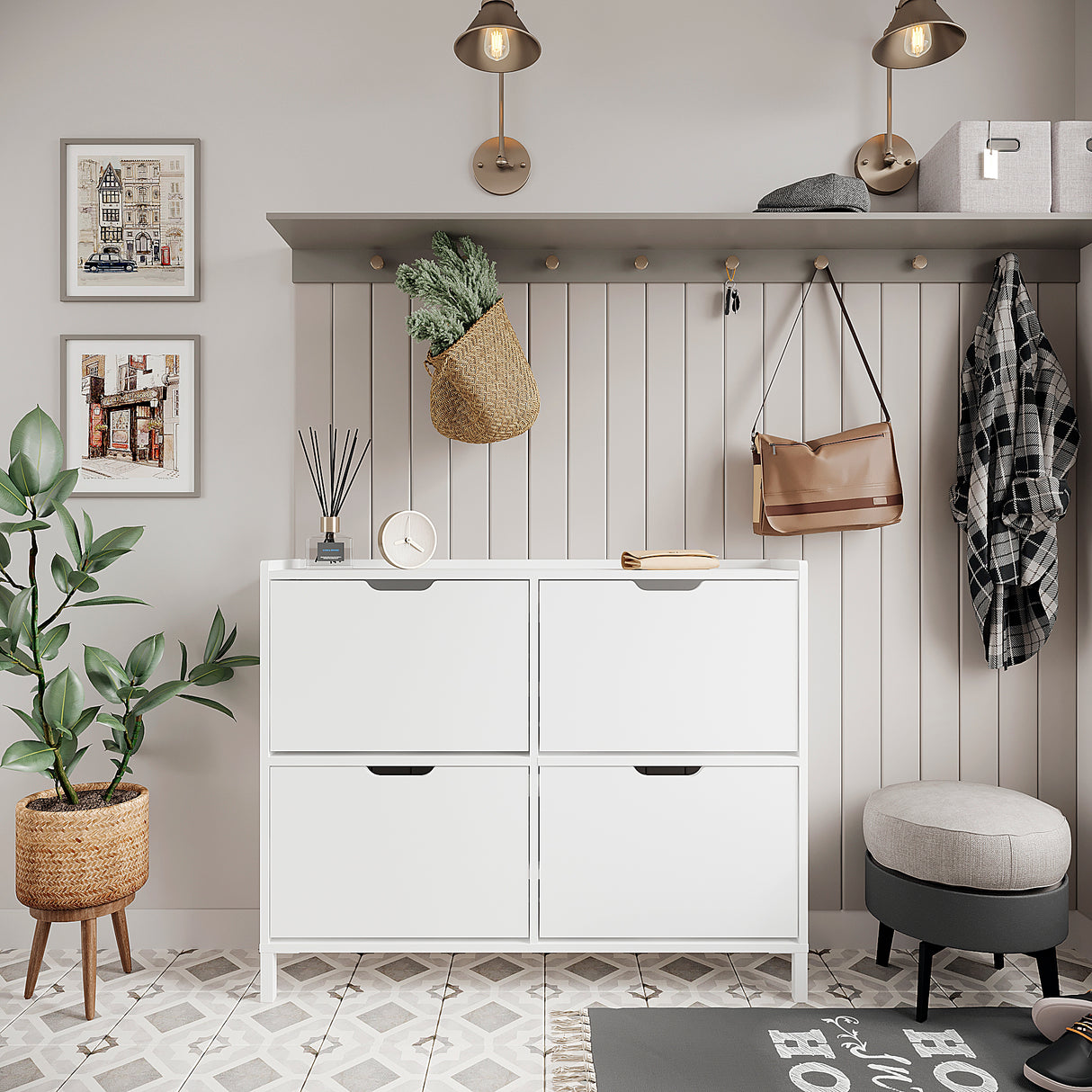 Schuhschrank Schmal mit 4 Klappen | Madrid 4