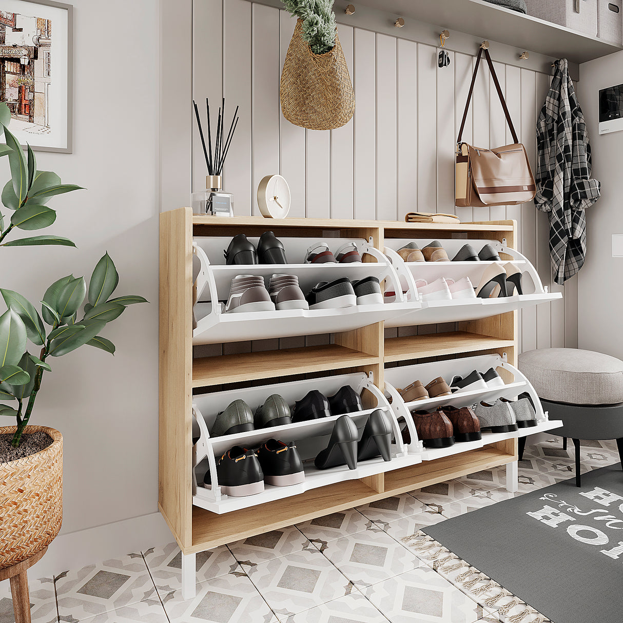 Schuhschrank Schmal mit 4 Klappen | Madrid 4