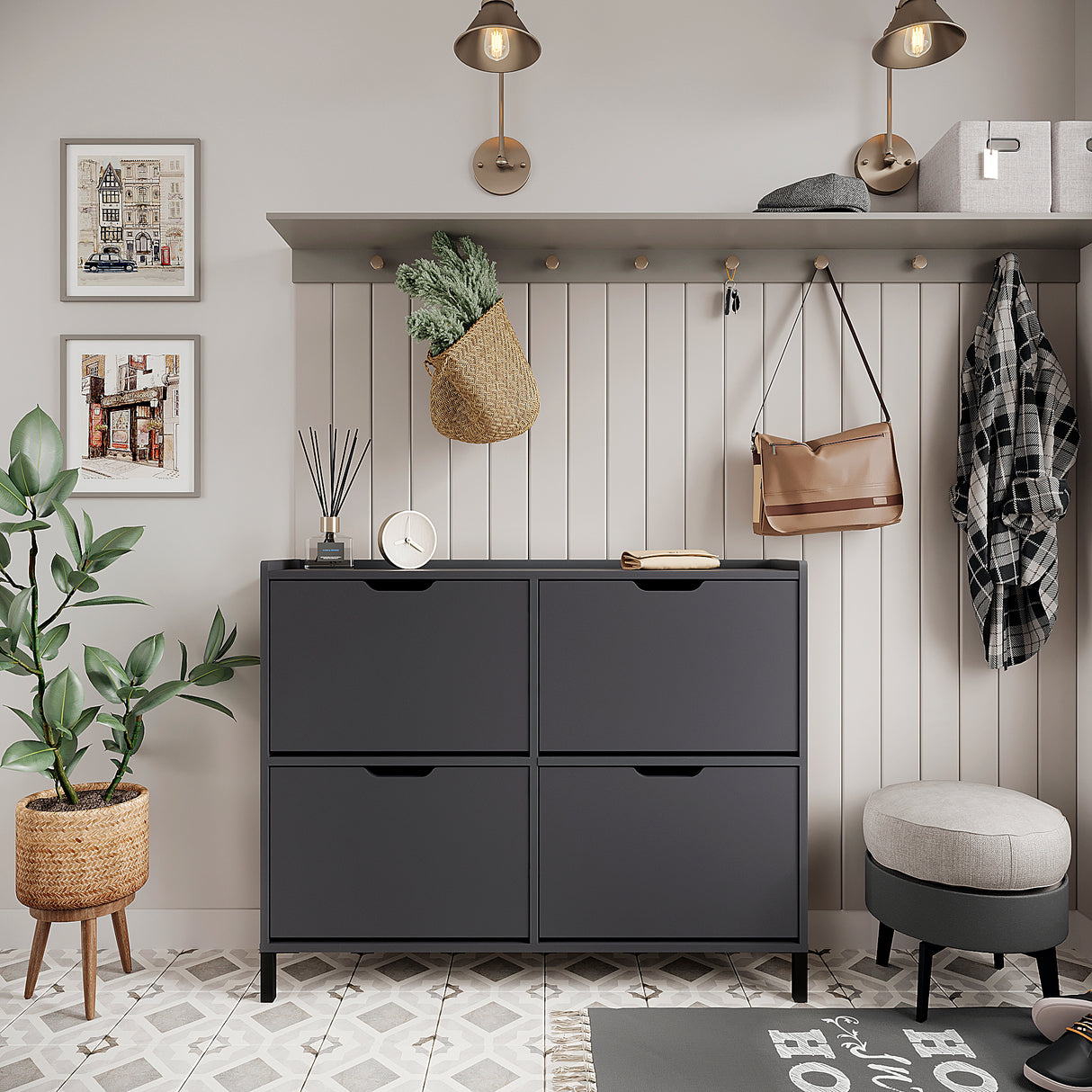 Schuhschrank Schmal mit 4 Klappen | Madrid 4