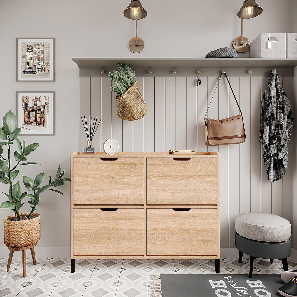 Schuhschrank Schmal mit 4 Klappen | Madrid 4