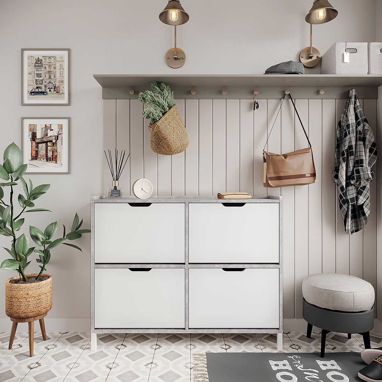 Schuhschrank Schmal mit 4 Klappen | Madrid 4