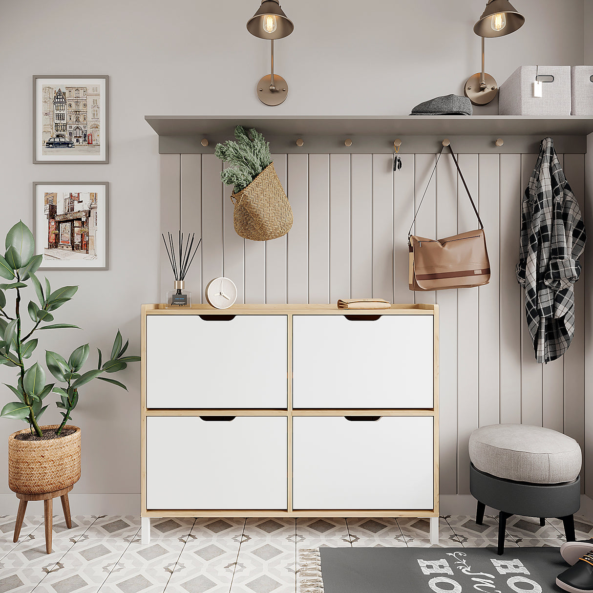 Schuhschrank Schmal mit 4 Klappen | Madrid 4