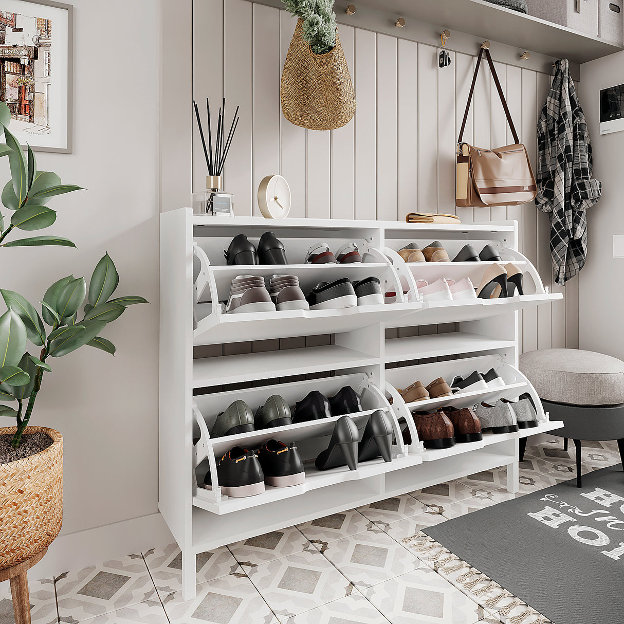 Schuhschrank Schmal mit 4 Klappen | Madrid 4