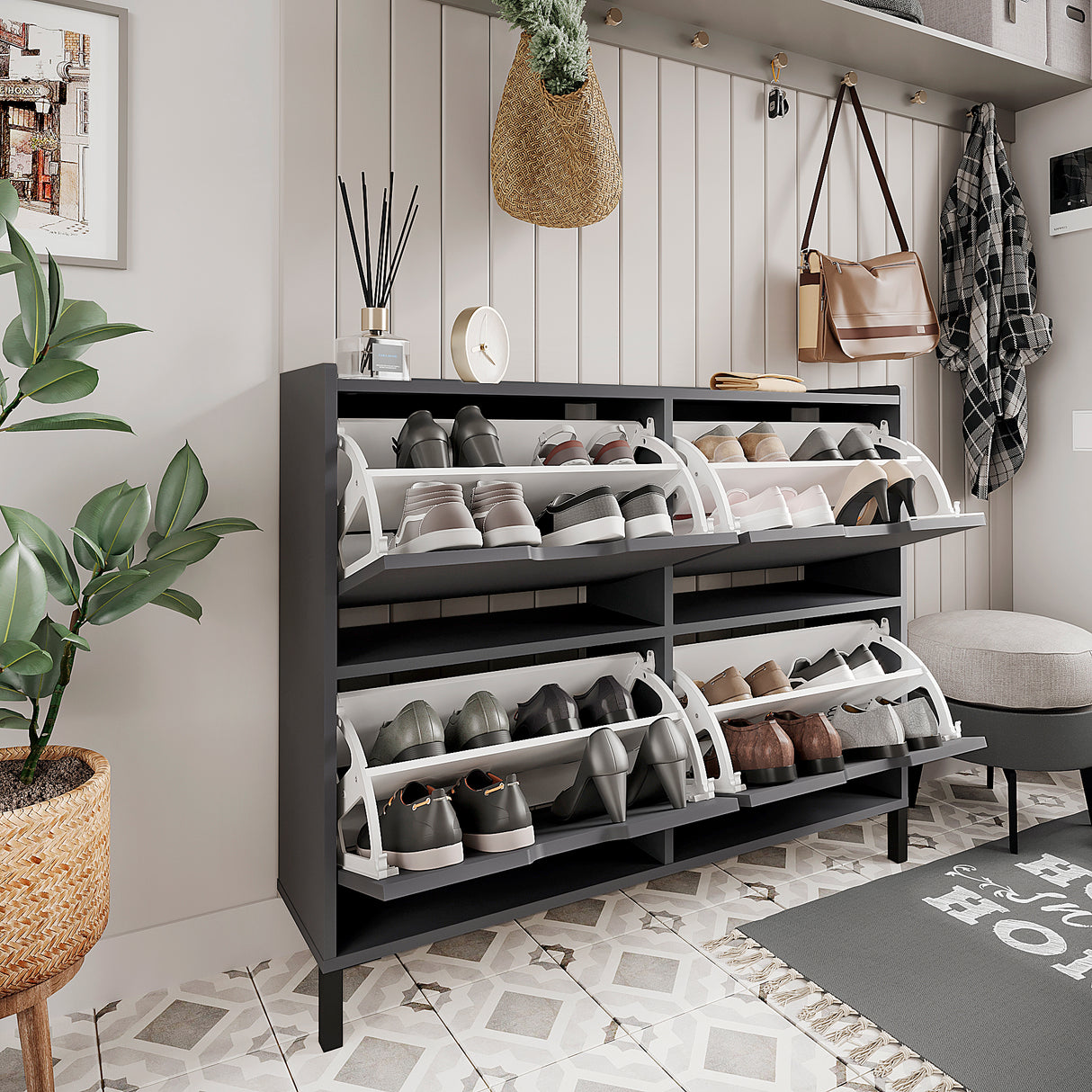 Schuhschrank Schmal mit 4 Klappen | Madrid 4