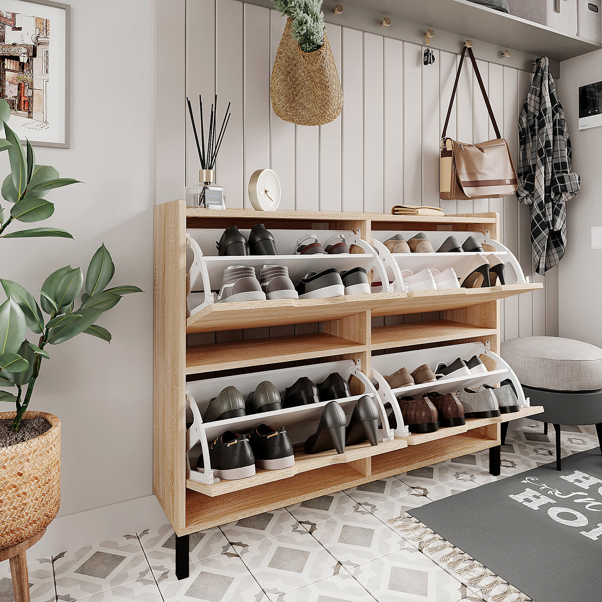 Schuhschrank Schmal mit 4 Klappen | Madrid 4