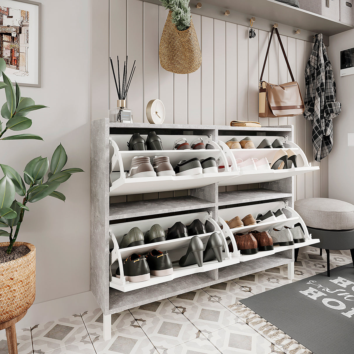 Schuhschrank Schmal mit 4 Klappen | Madrid 4