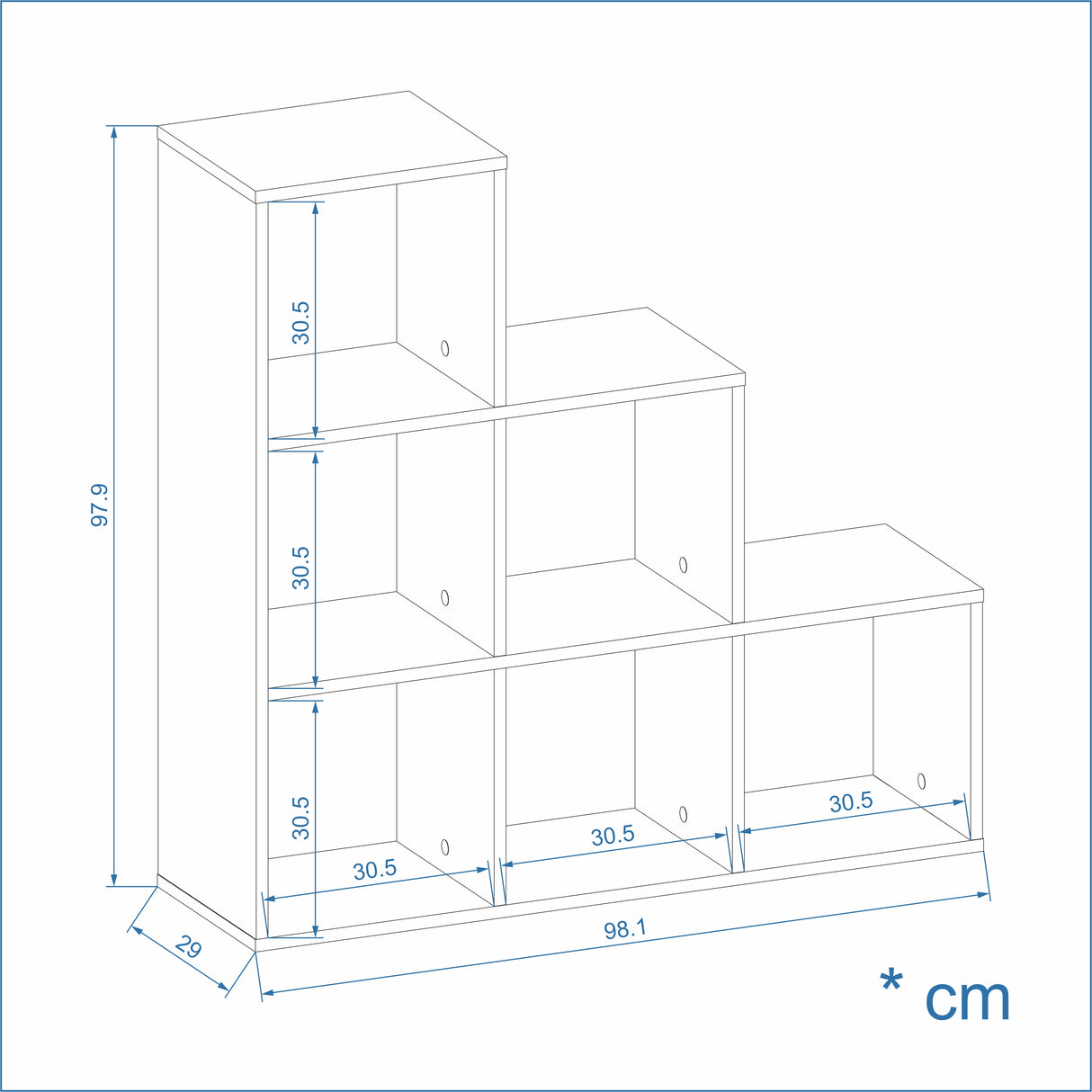 Treppenregal Stufenregal mit 6 Fächern | Vexo 6