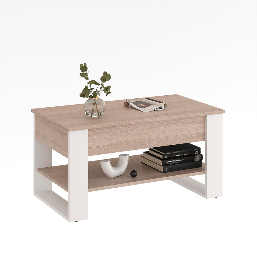 Mesa de centro WIRE — Roble Sonoma / Blanco