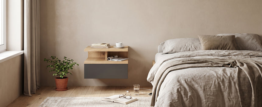 Mesita de noche MONACO T — Roble Craft Dorado / Antracita