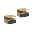 Comodino MONACO 2T, set da 2 — Rovere Craft Dorato / Antracite