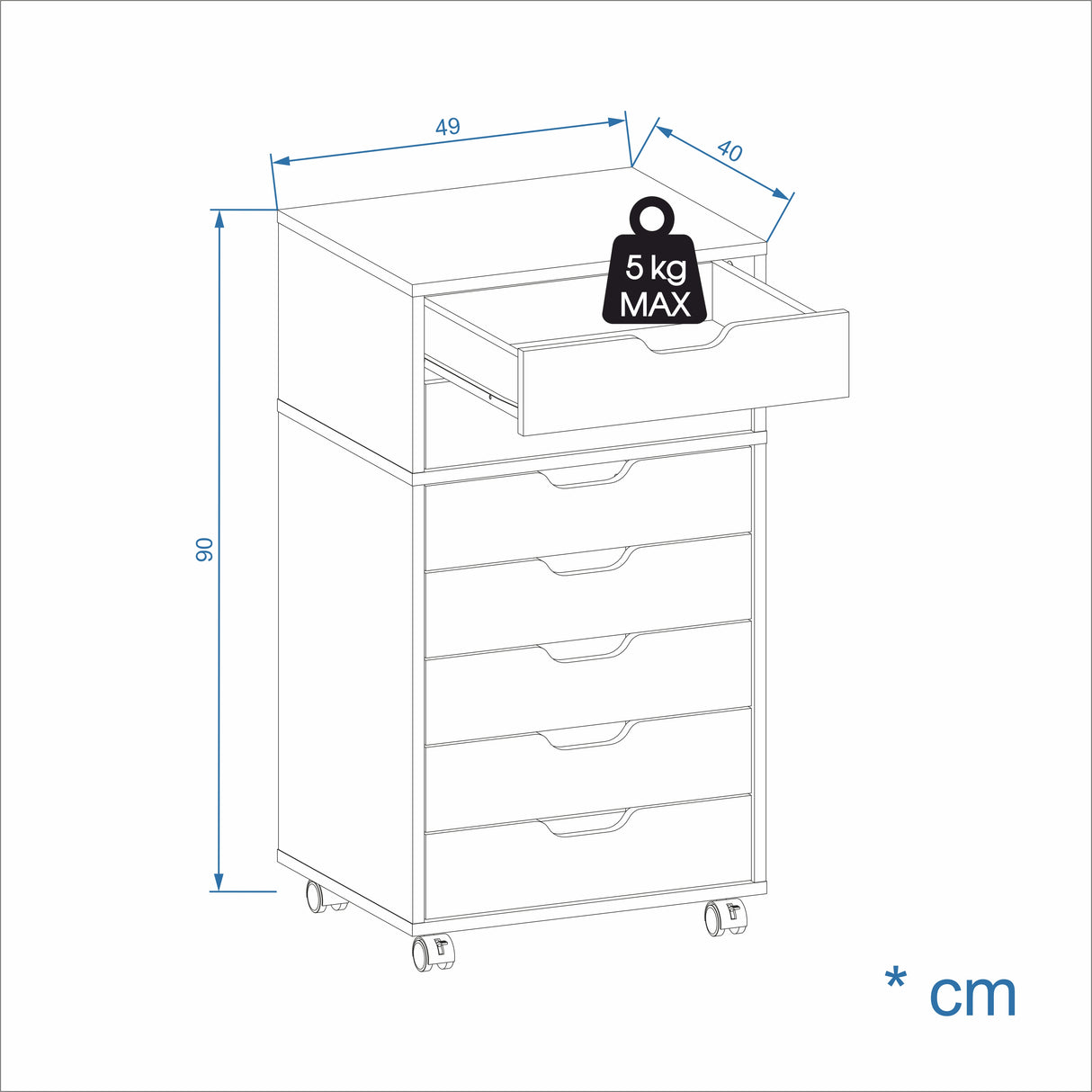Rollcontainer mit 7 Schubladen | ROLVO 5+2