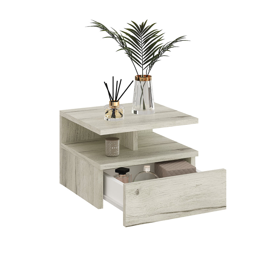 Mesita de noche MONACO T — Roble Craft Blanco