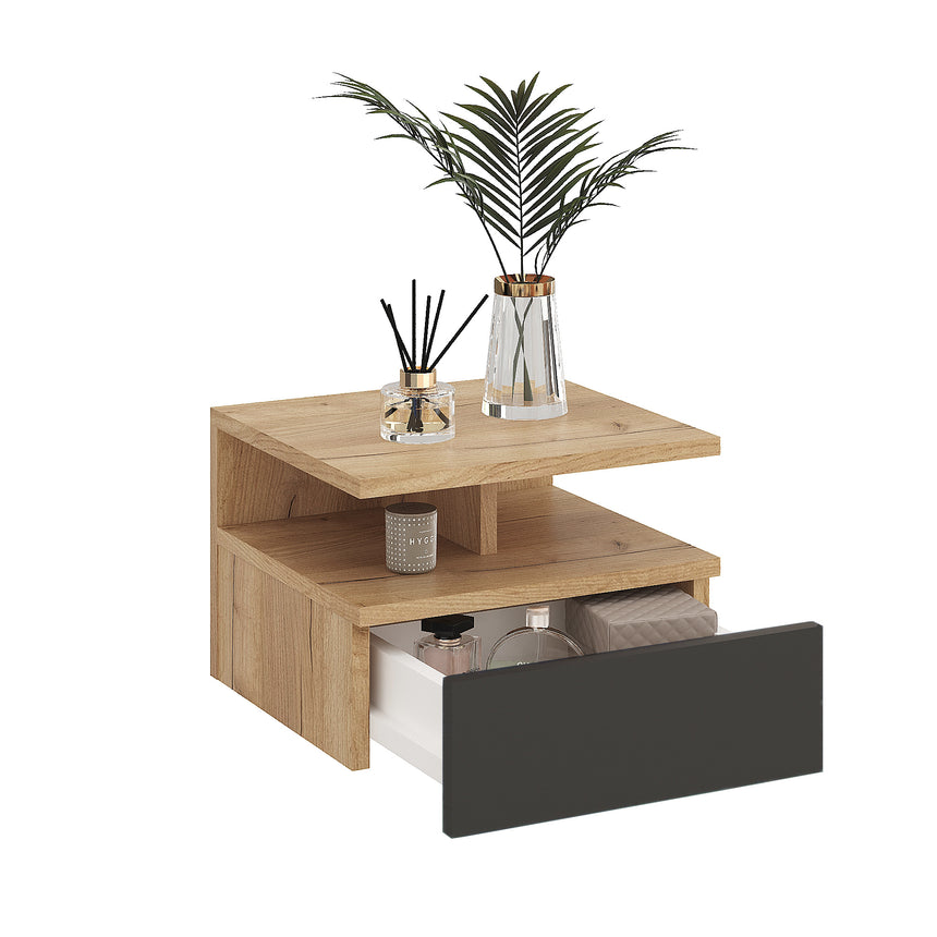Mesita de noche MONACO T — Roble Craft Dorado / Antracita