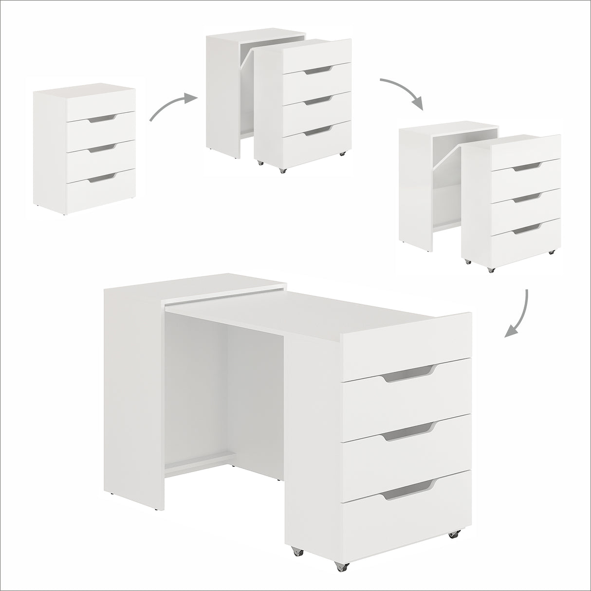 KOMTO Schreibtisch mit 3 Schubladen | FOLDY 2