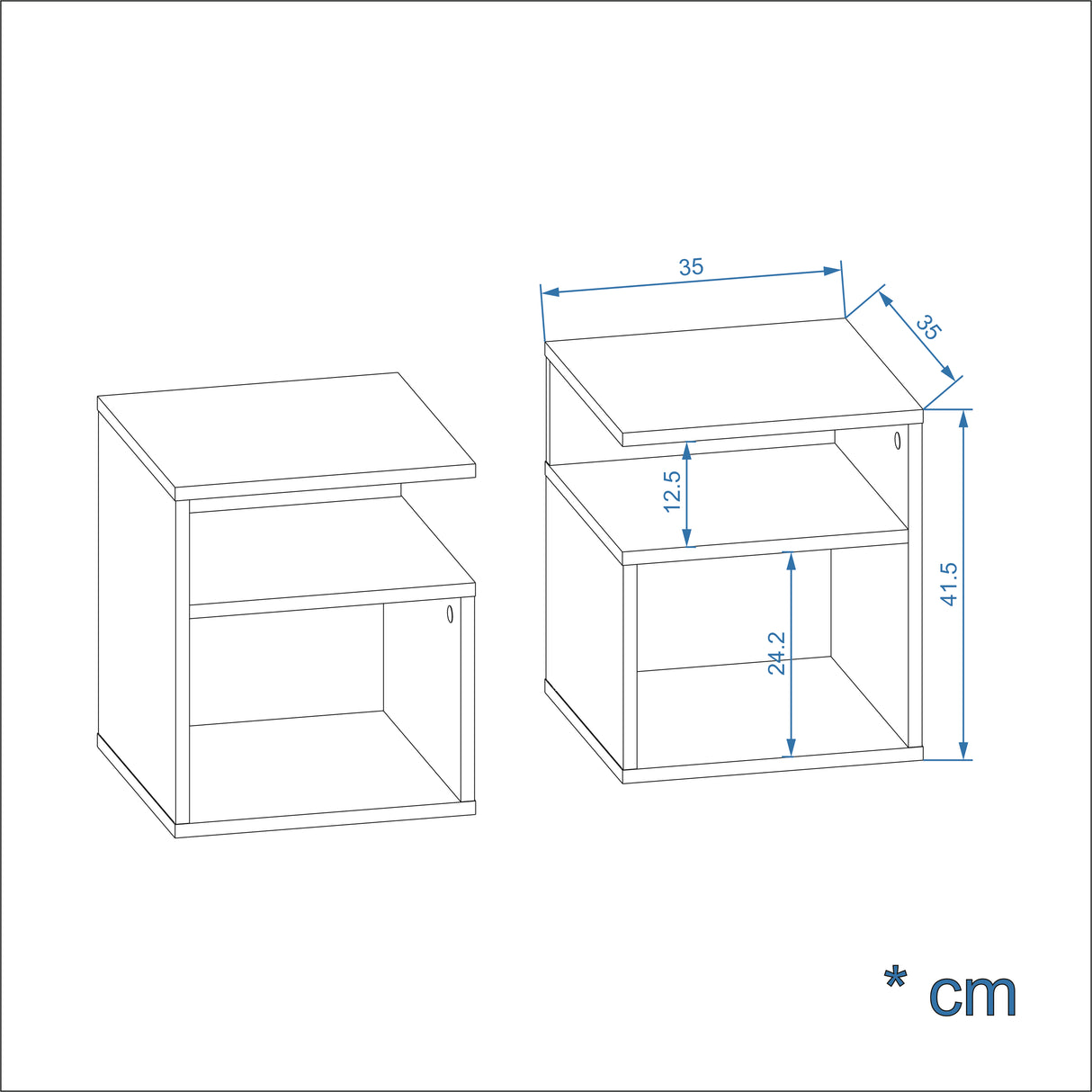 Beistelltisch mit 2 offene Fächer | KABA 2 pcs.