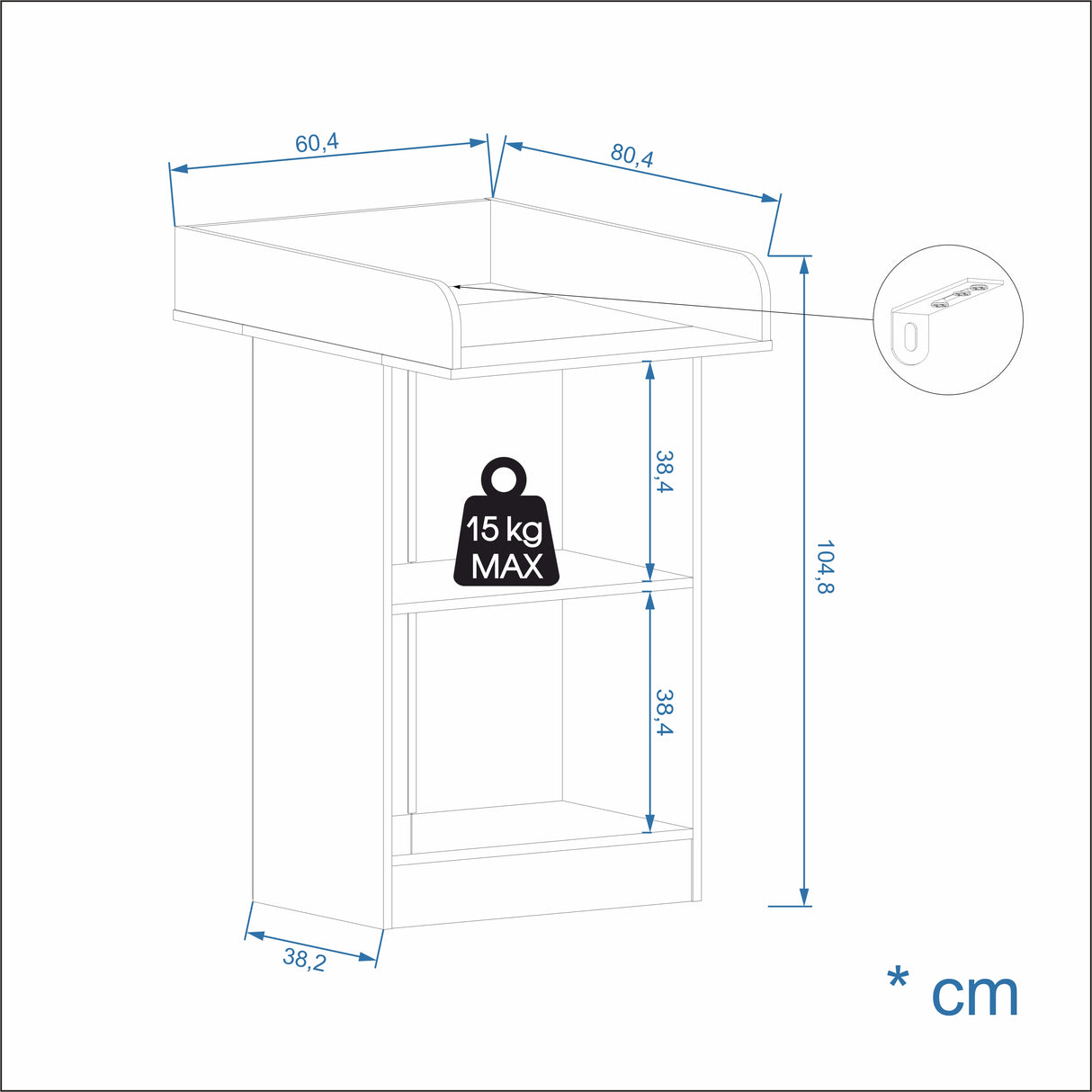 Wickeltisch Schmal, Baby Kommode mit Wickelaufsatz abnehmbar, Baby Changing Table | Lulliblox M1