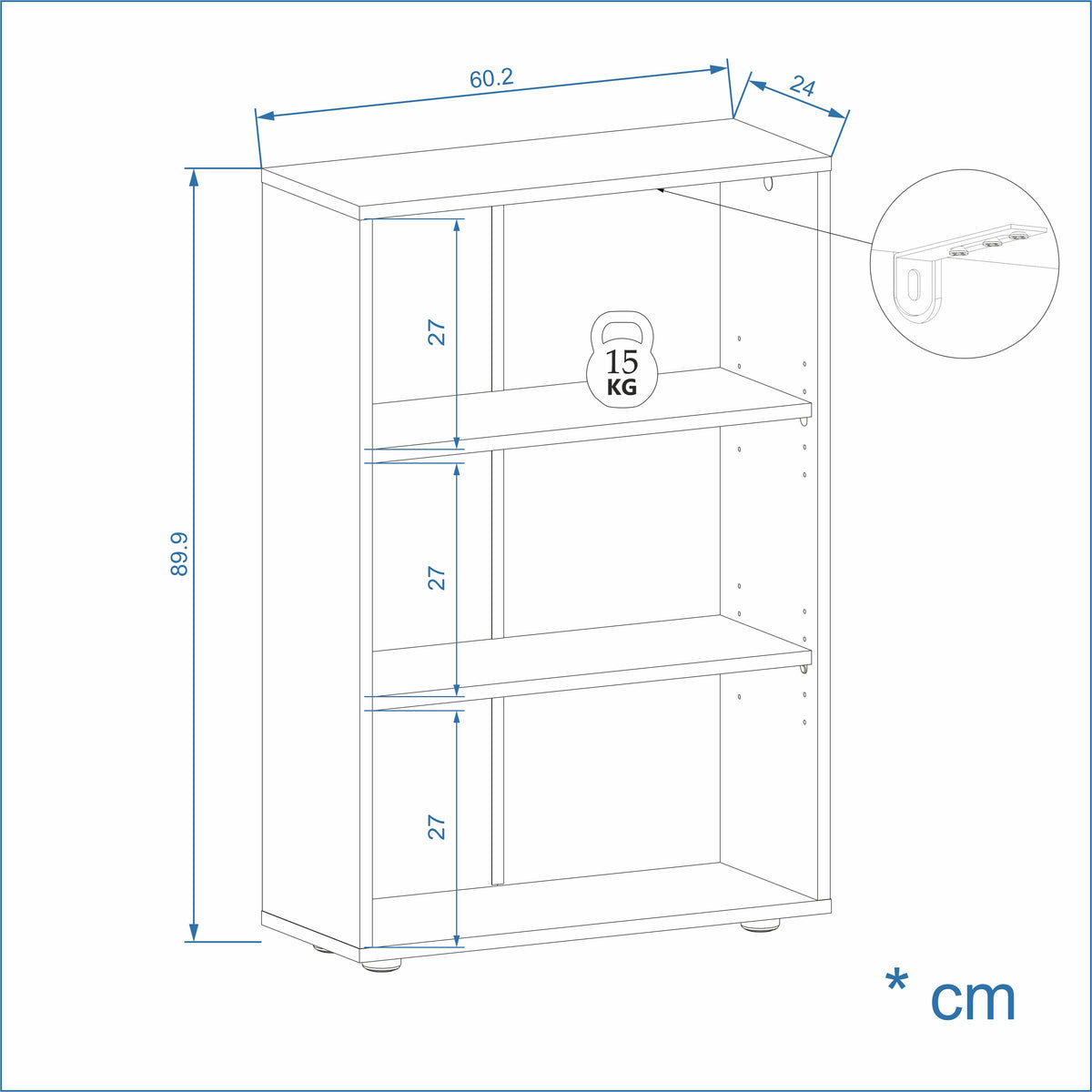 Bookcase Lumo 60-3F