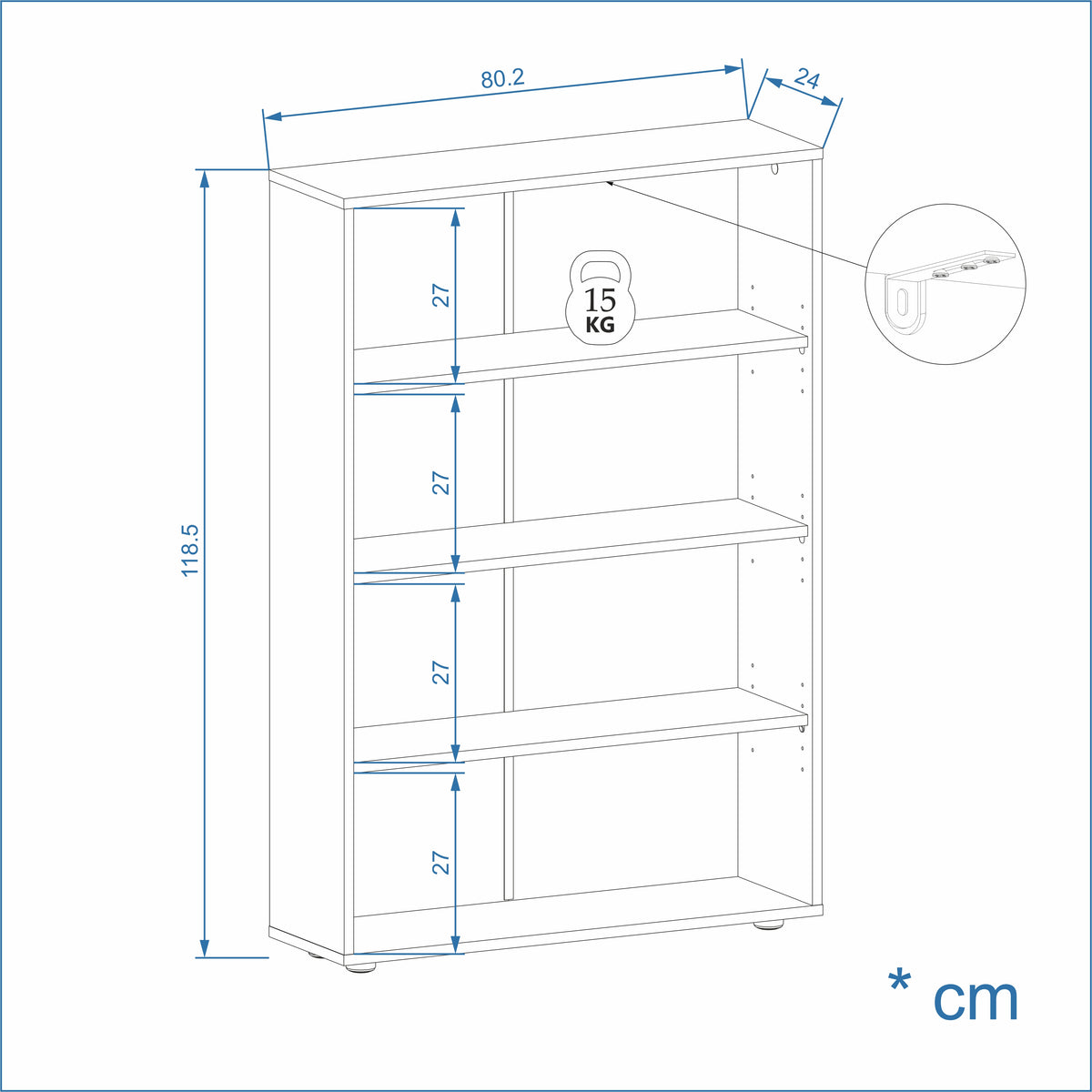 Bookcase Lumo 80-4F