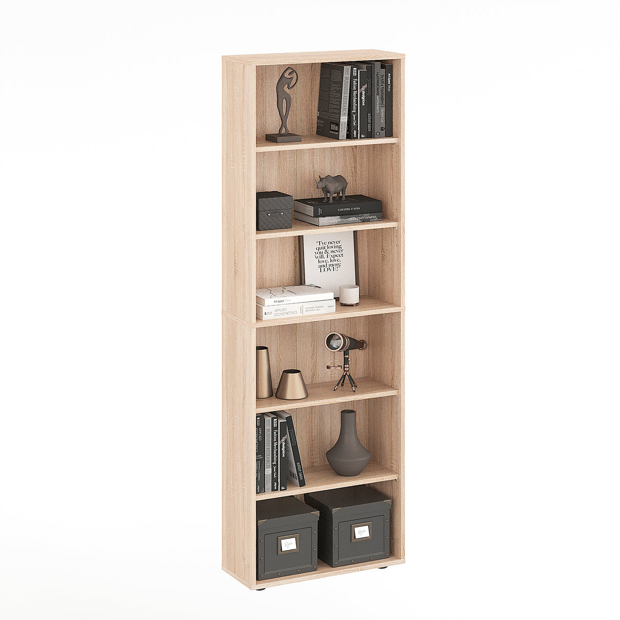 Bücherregal mit 6 Ebenen und Höhenverstellbare Regale | LUMO 60-6F