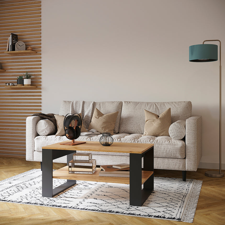 Tavolino da salotto TOKI — Rovere Craft Dorato / Antracite