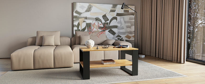 Tavolino da salotto TOKI — Rovere Craft Dorato / Antracite