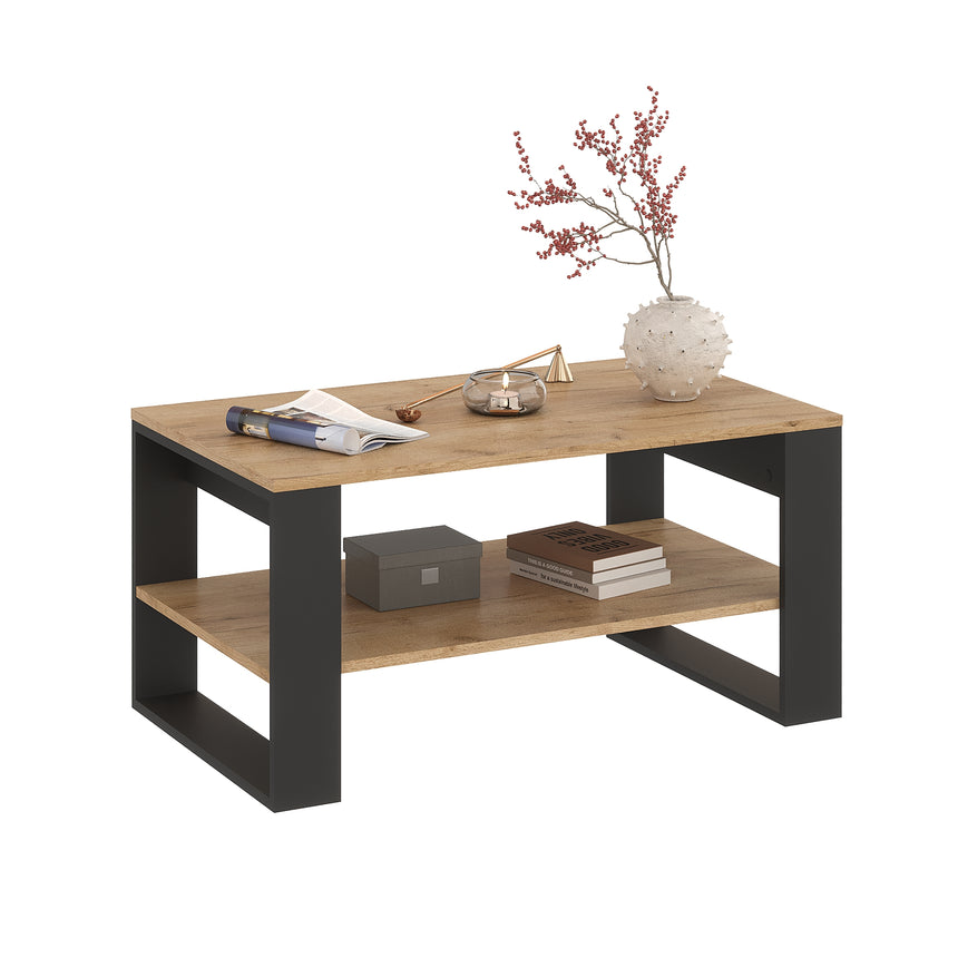 Tavolino da salotto TOKI — Rovere Craft Dorato / Antracite