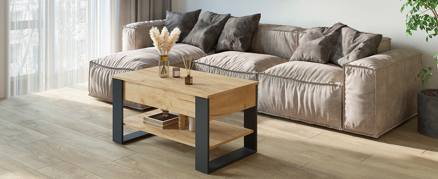 Mesa de centro WIRE — Roble Craft Dorado / Antracita