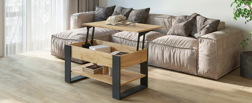Mesa de centro WIRE — Roble Craft Dorado / Antracita