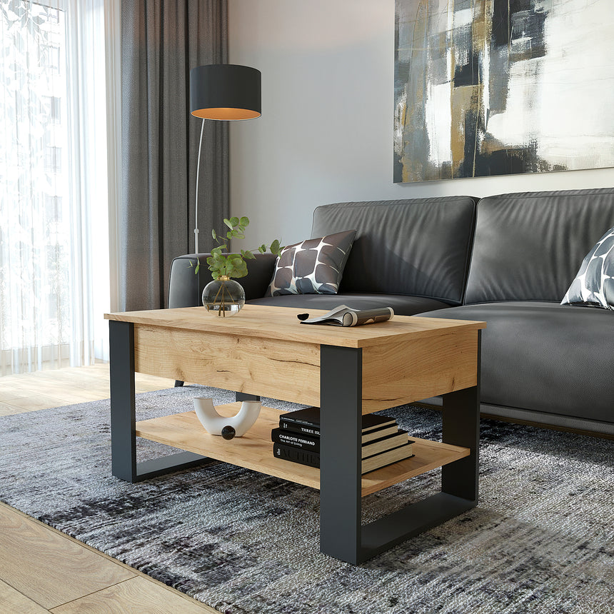 Mesa de centro WIRE — Roble Craft Dorado / Antracita