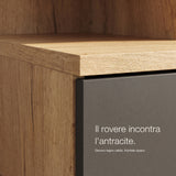 Il rovere incontra l'antracite. Decoro legno caldo, frontale opaco