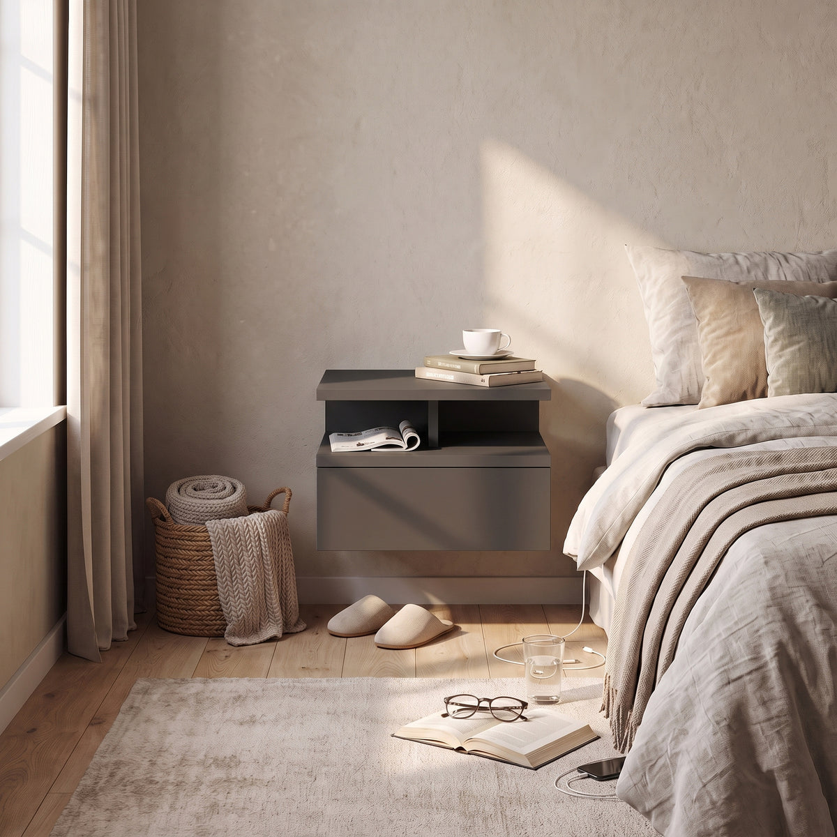 Stolik nocny MONACO T — Antracyt
