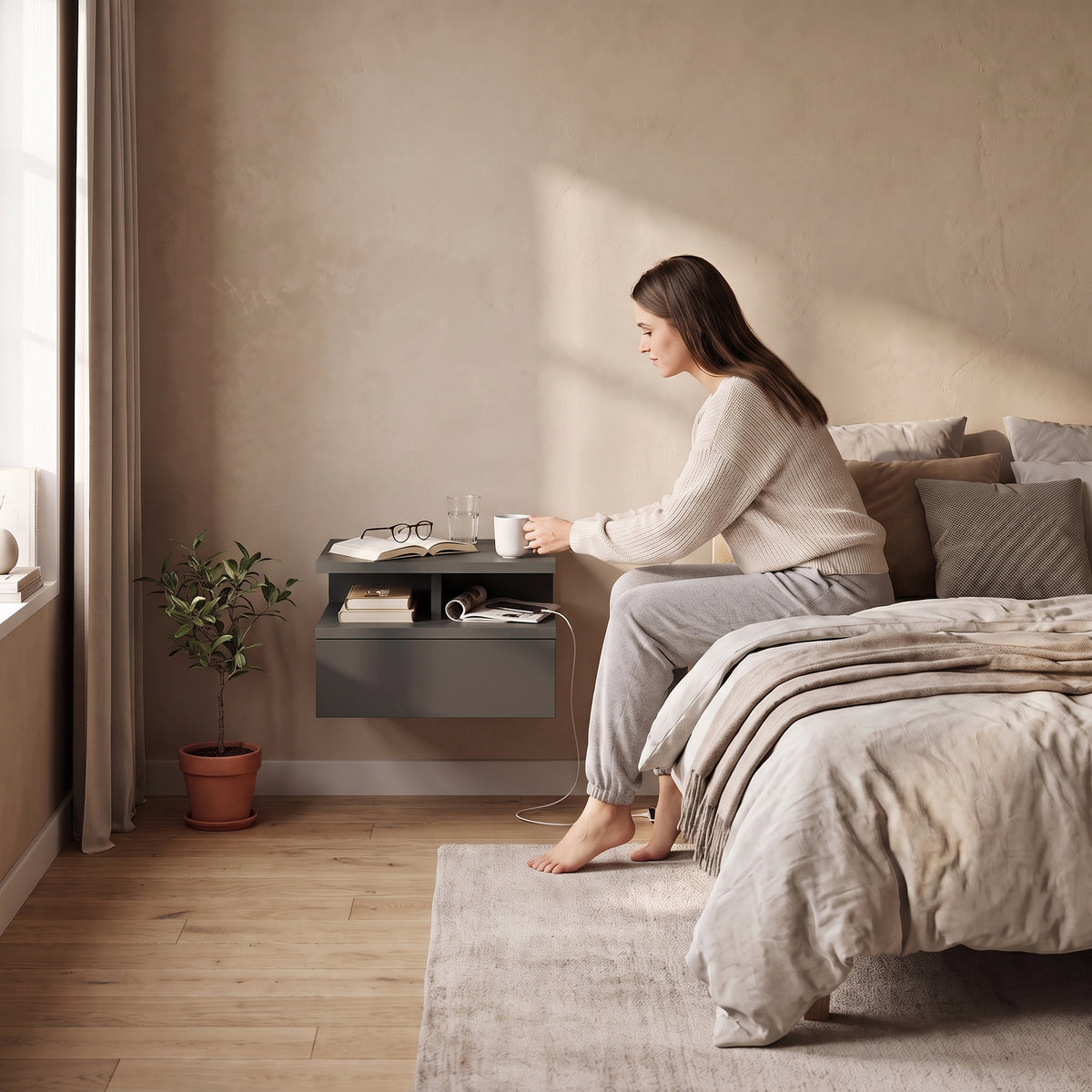 Stolik nocny MONACO T — Antracyt