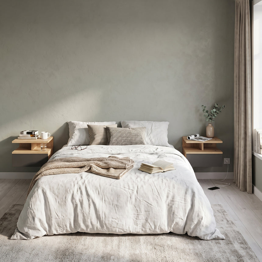 Mesita de noche MONACO T — Roble Craft Dorado / Antracita