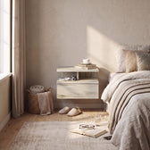 Bedroom with a Monaco T bedside table in White Craft Oak